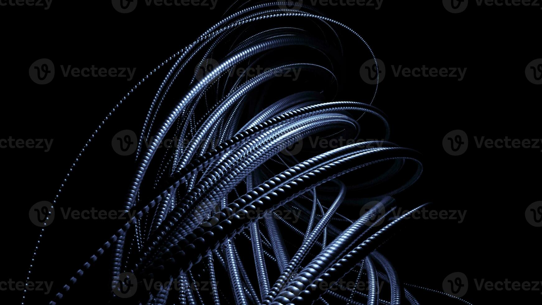 Abstract background with alien tentacles spinning on a black background. Design. Scientific, technological, sci-fi, horror pattern of extraterrestrial creature. photo