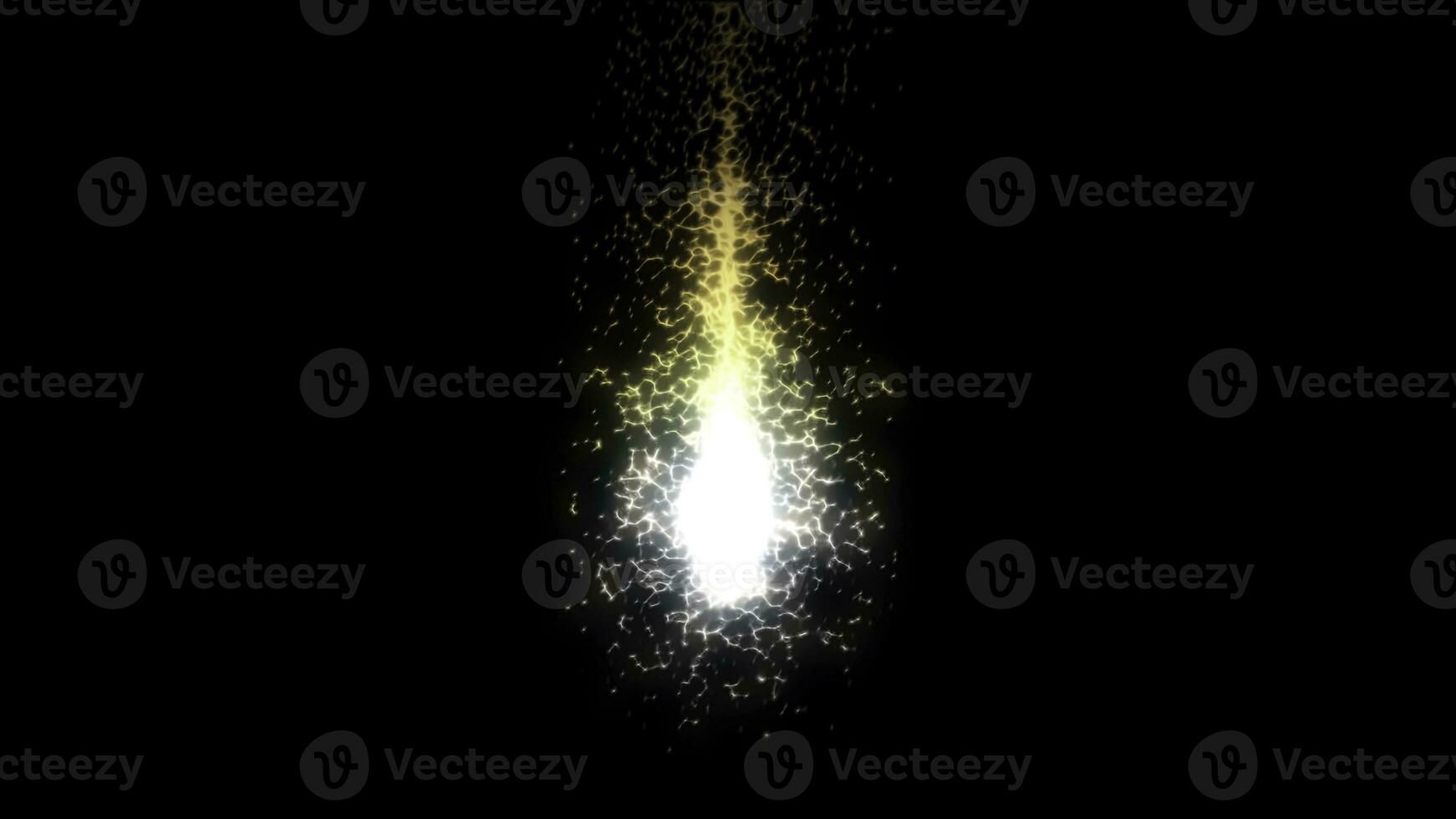 Beautiful abstract flowing piece of energy of yellow and white colors on black background. Animation. Shining light in a form of a drop moving in the dark, seamless loop. photo