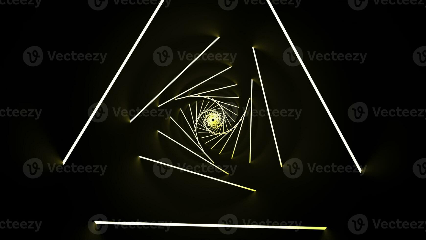 vistoso triangular energía túnel en un negro fondo, sin costura bucle. diseño. giratorio estrecho siluetas de triangulos. foto