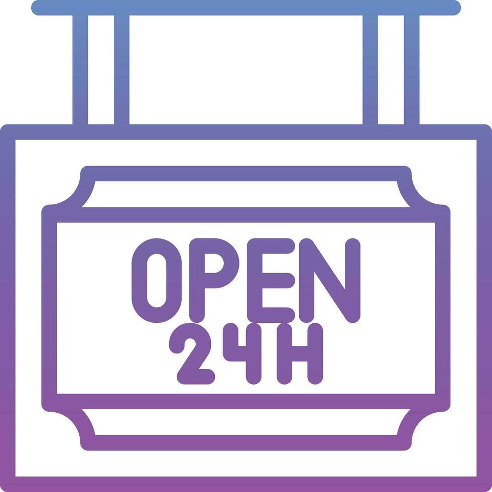 24 Hrs Open Vector Icon