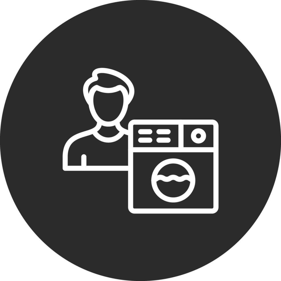 Man Doing Laundry Vector Icon