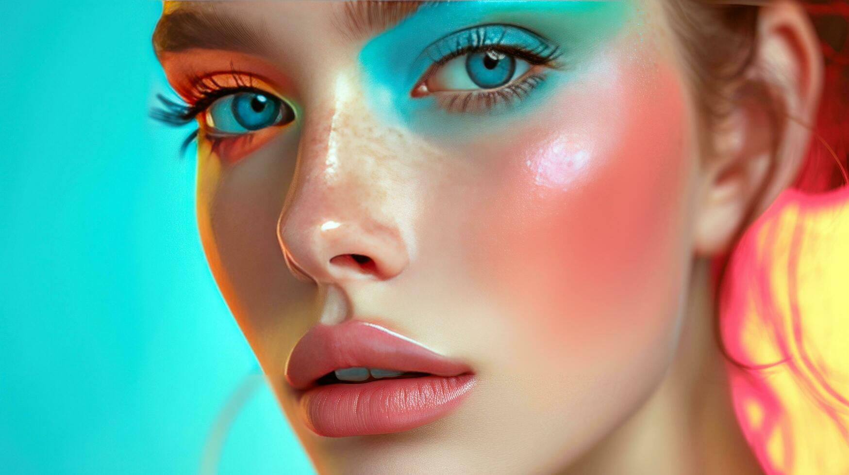 AI generated lady beauty with eyeshadow photo