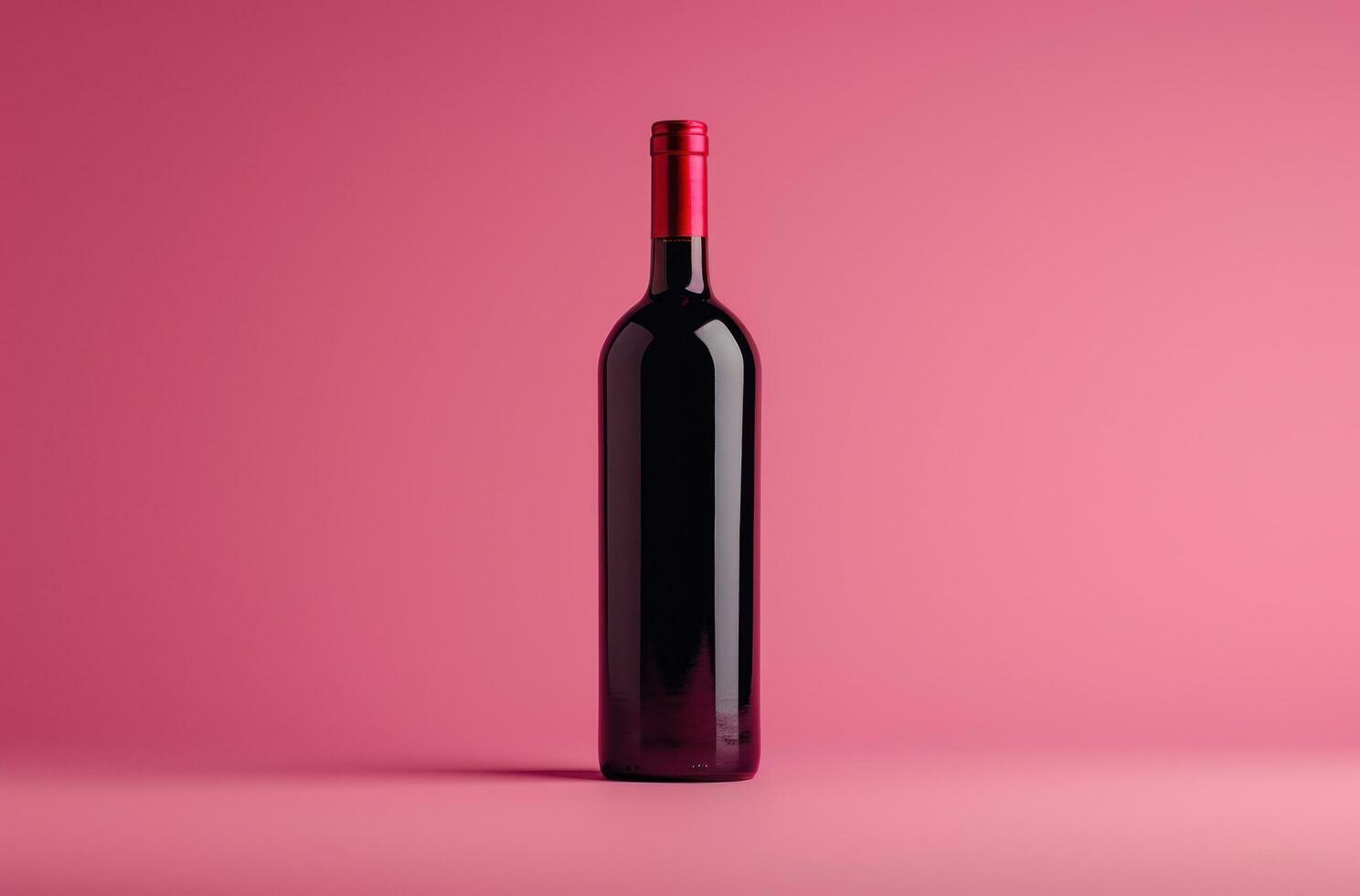 AI generated a wine bottle on a pink background photo