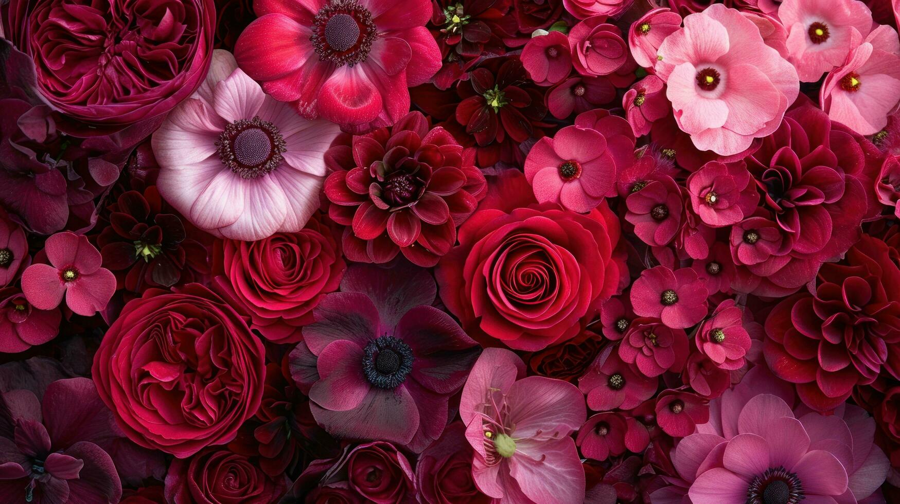ai generado profundo rojos, rosas, y aterciopelado texturas evocar un sentido de intenso amor foto