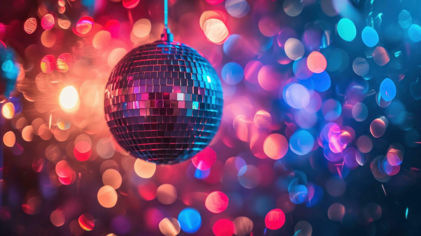 AI generated Dynamic and vibrant disco-themed party with glittering lights, ensuring a night of energetic celebration photo