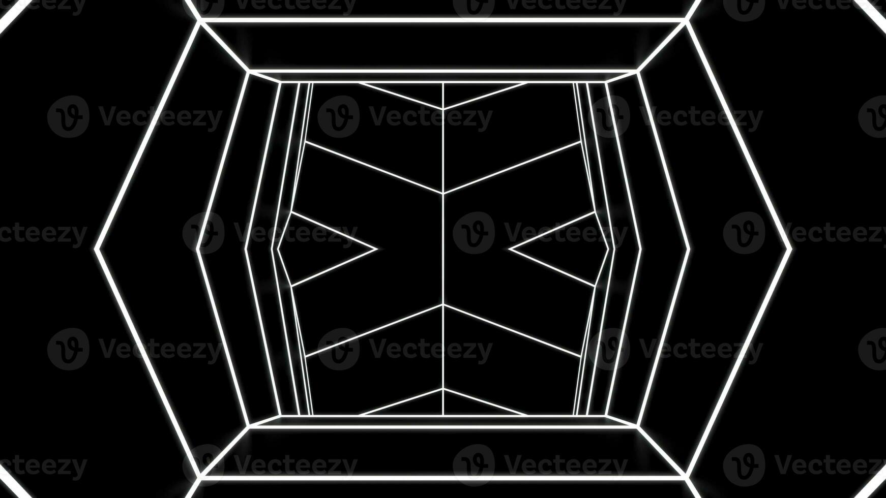 Abstract tunnel with moving linear pattern. Design. Linear animation with moving geometric tunnel. Triangular bends of lines of moving tunnel photo