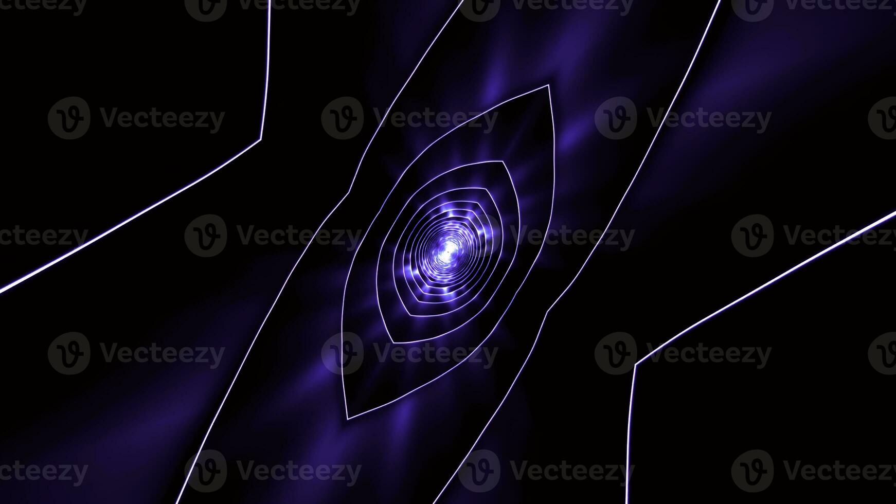 Hypnotic tunnel of cosmic flow. Design. Moving cyber tunnel with glowing center. Oval lines are moving towards shining center of energy hole photo