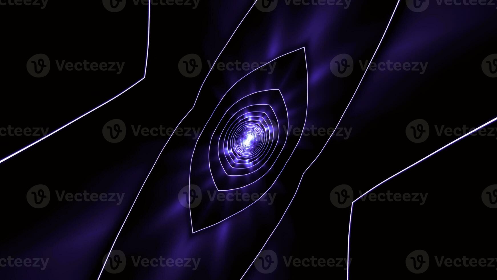 Hypnotic tunnel of cosmic flow. Design. Moving cyber tunnel with glowing center. Oval lines are moving towards shining center of energy hole photo