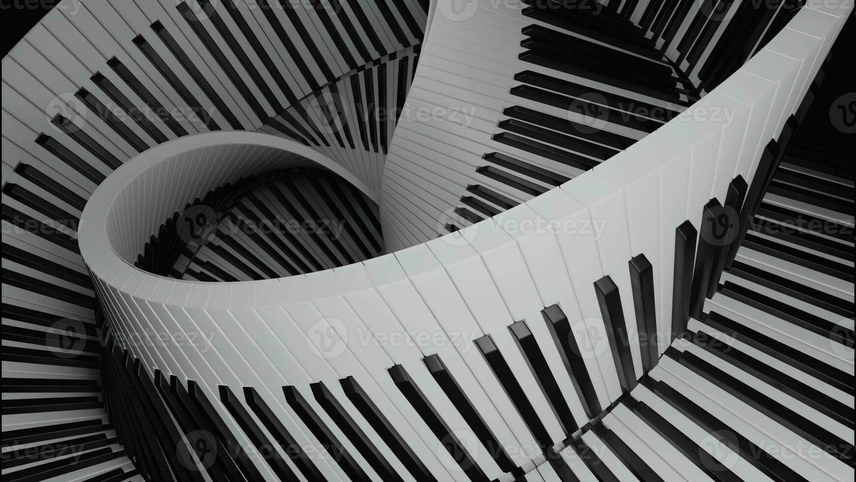 óptico espejismo de el piano teclado. diseño. piano llaves creando un espiral, hermosa musical antecedentes. foto