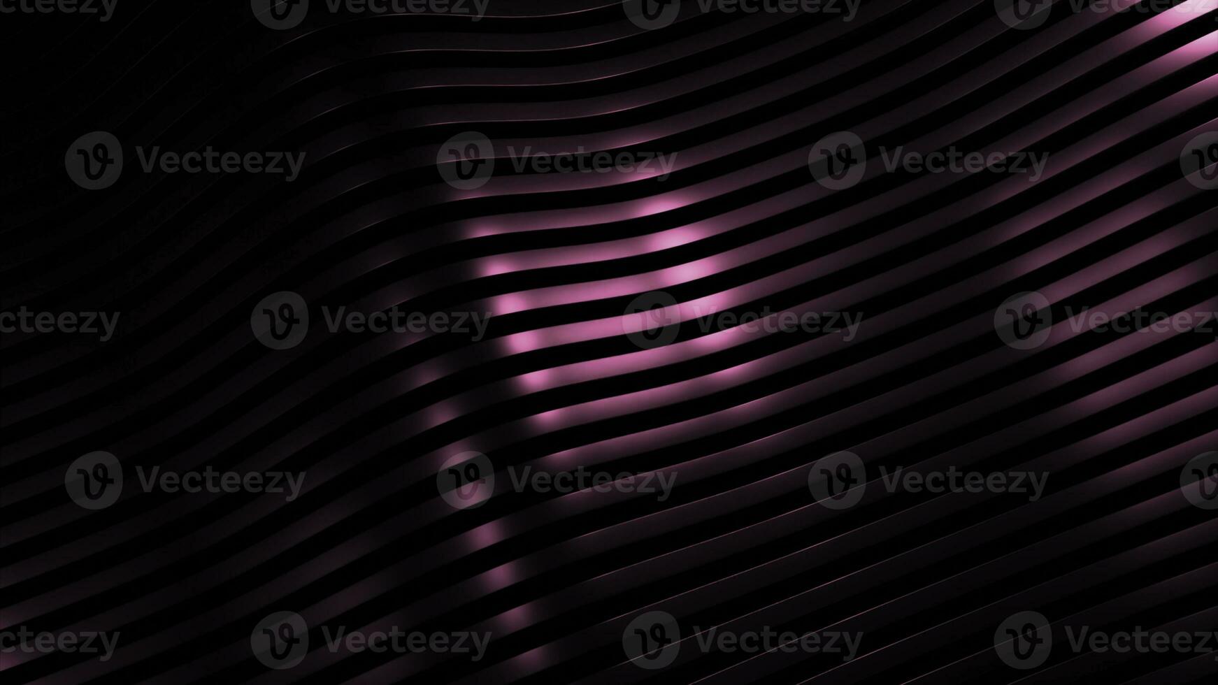 3D background with moving waves stripes. Design. Metal bands move in waves on black background. Silky lines with metallic luster move in 3d waves photo