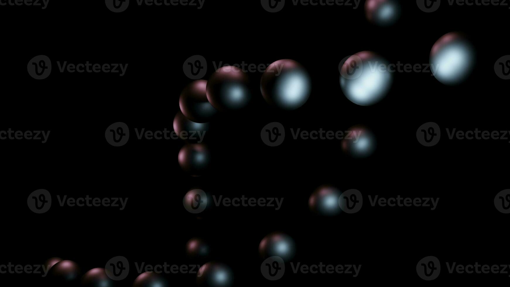 Conceptual DNA molecule model made of metal balls. Design. Spinning metal balls on a black background. photo