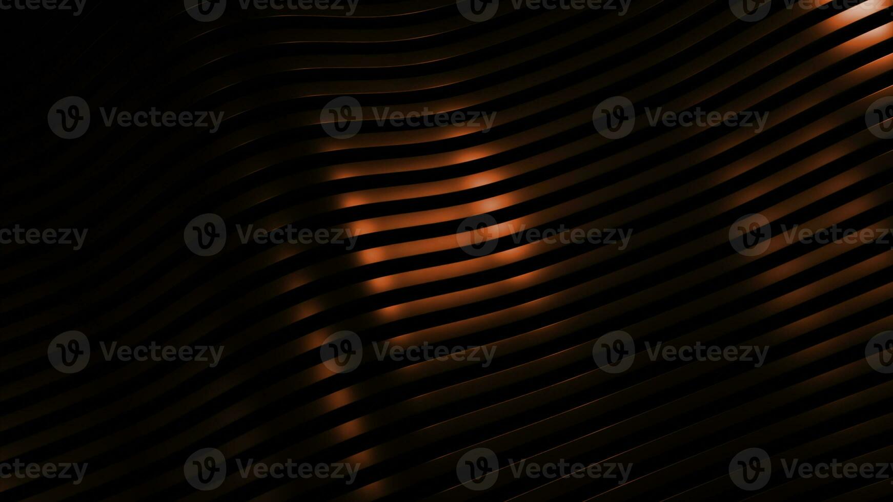 3D background with moving waves stripes. Design. Metal bands move in waves on black background. Silky lines with metallic luster move in 3d waves photo