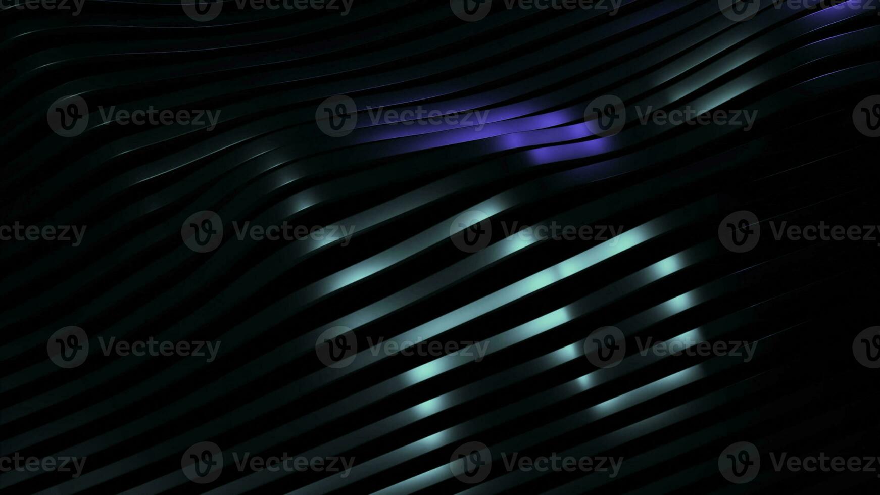 Striped background moves in waves and changes color. Design. Silky stripes move in 3d waves with colored sheen. 3D waves of moving silky stripes on black background photo