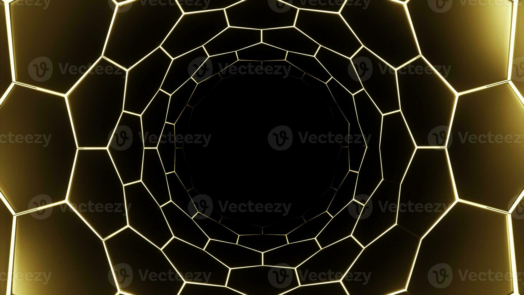 A black moving corridor. Design. Dark background with backlight on the sides made in computer graphics that slowly move inwards. photo