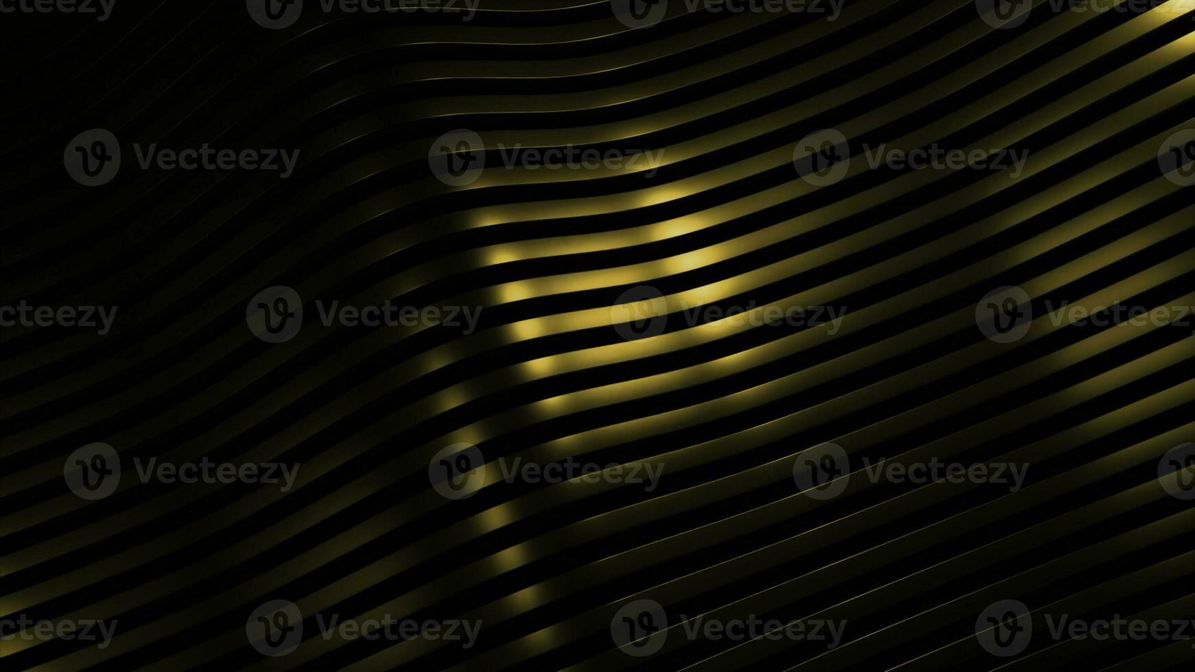 3D background with moving waves stripes. Design. Metal bands move in waves on black background. Silky lines with metallic luster move in 3d waves photo