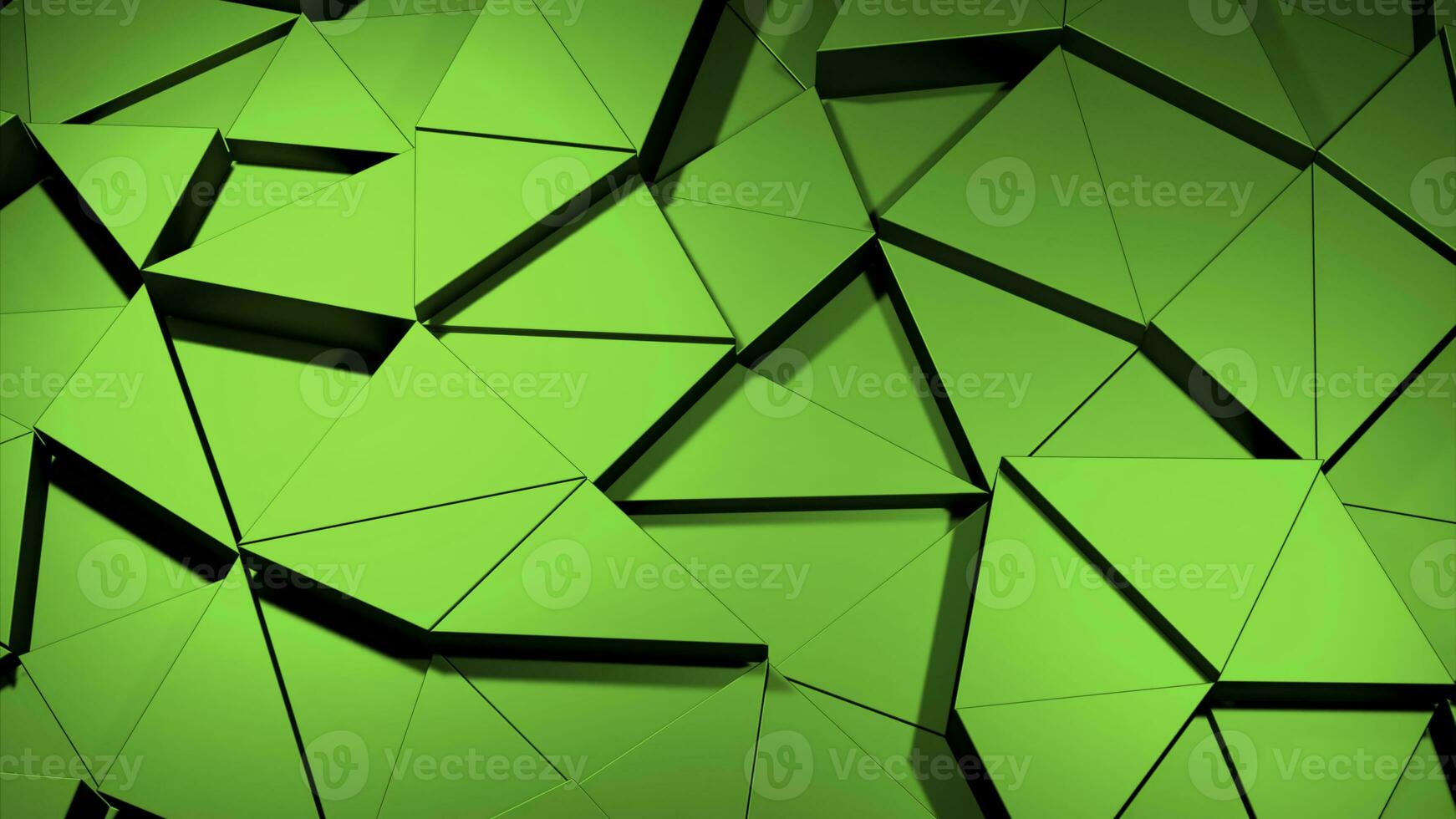 Green and turquoise background. Design. Triangular parts of the footages that detach in 3d. photo