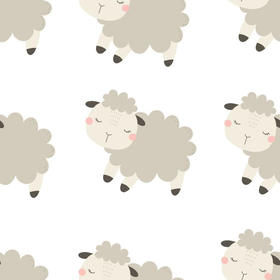 Seamless pattern with cartoon sheep. Colorful vector, flat style. baby design for fabric, print, textile, wrapper. vector