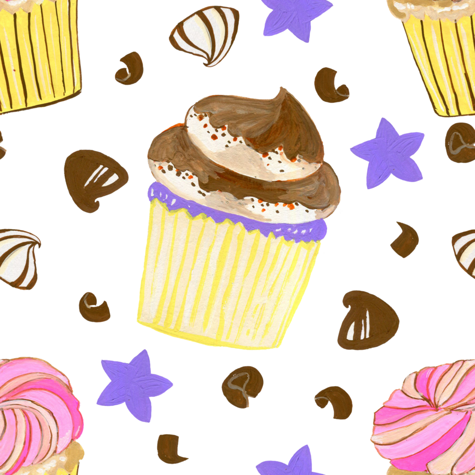 Seamless Pattern candy buttercream cupcake birthday party png