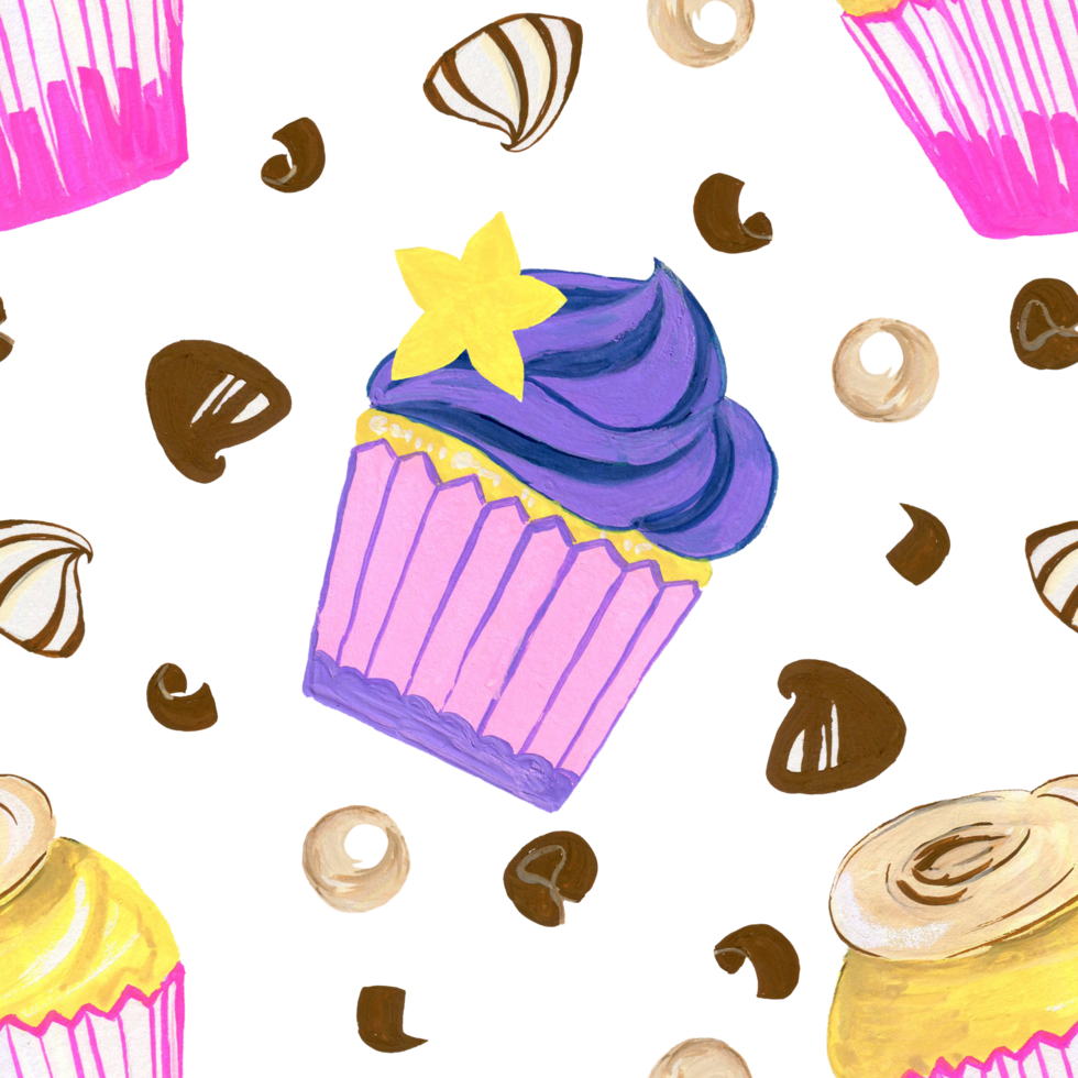 Seamless Pattern candy buttercream cupcake birthday party png