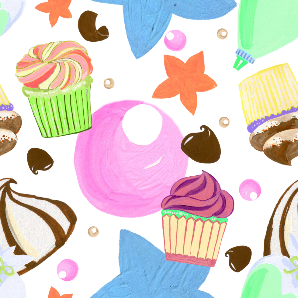 Seamless Pattern candy buttercream cupcake birthday party png