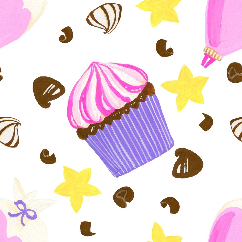 Seamless Pattern candy buttercream cupcake birthday party png