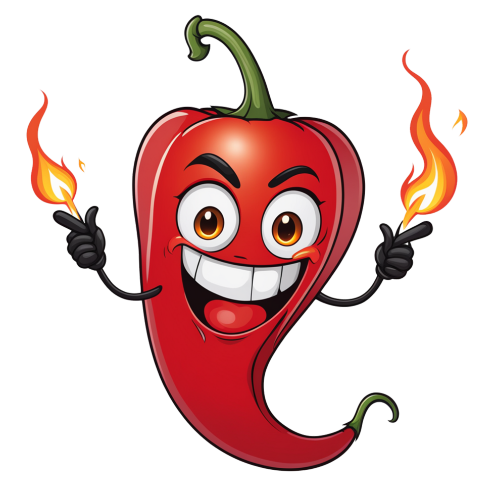 AI generated illustration of chili character expressions png