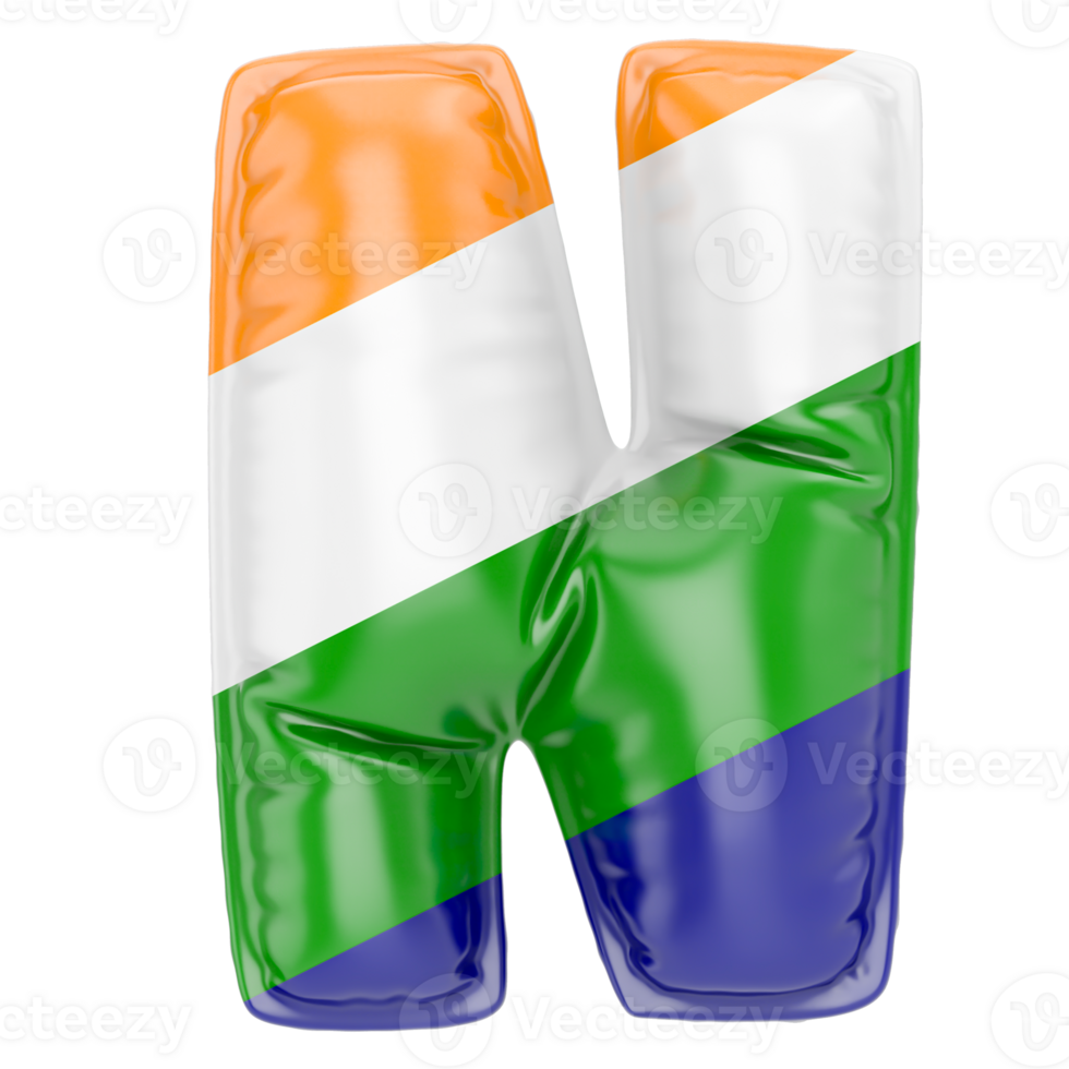 Balloon N Font Indian color of flag png
