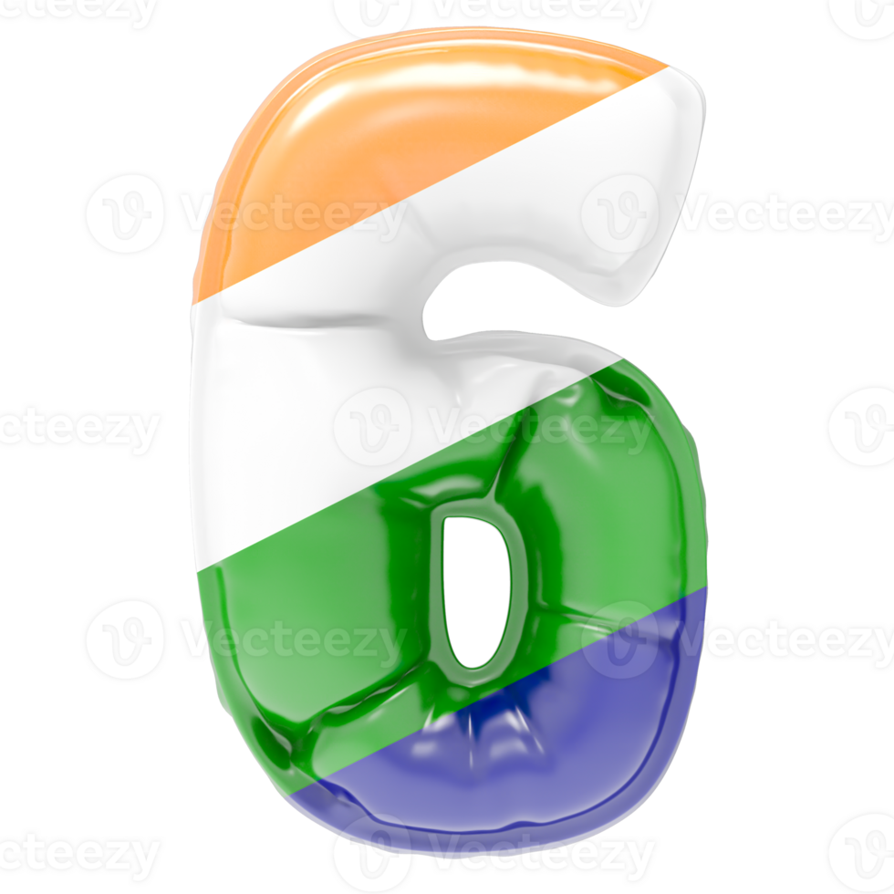 Balloon 6 Number Indian color of flag png