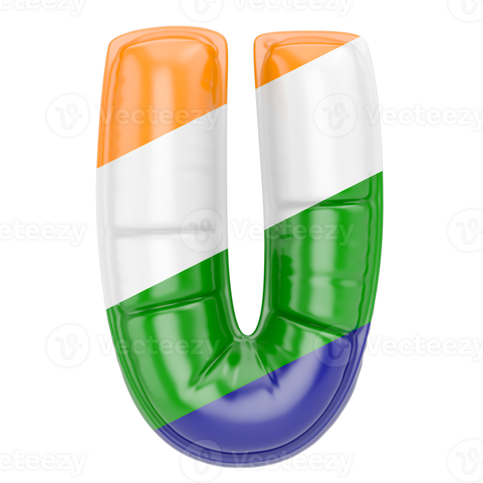 Balloon U Font Indian color of flag png