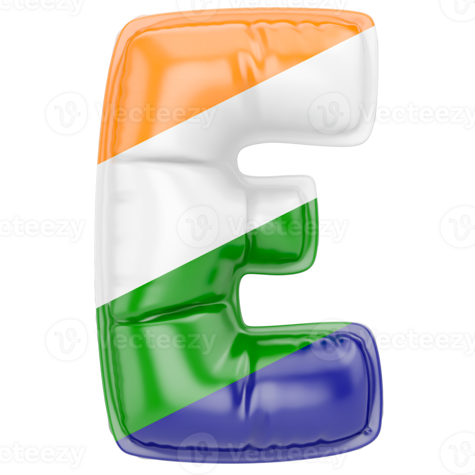 Balloon E Font Indian color of flag png