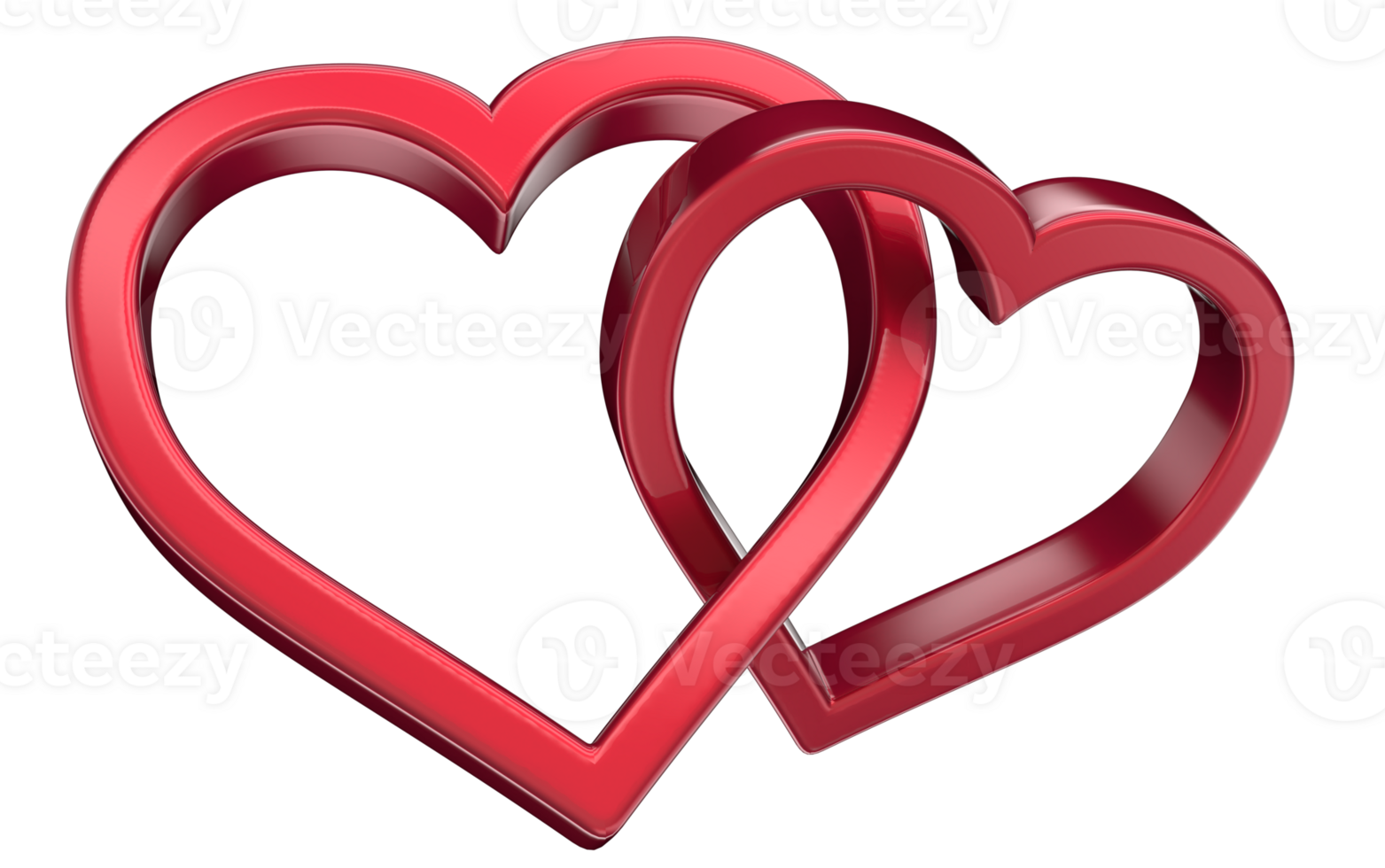 two red hearts on transparent background png