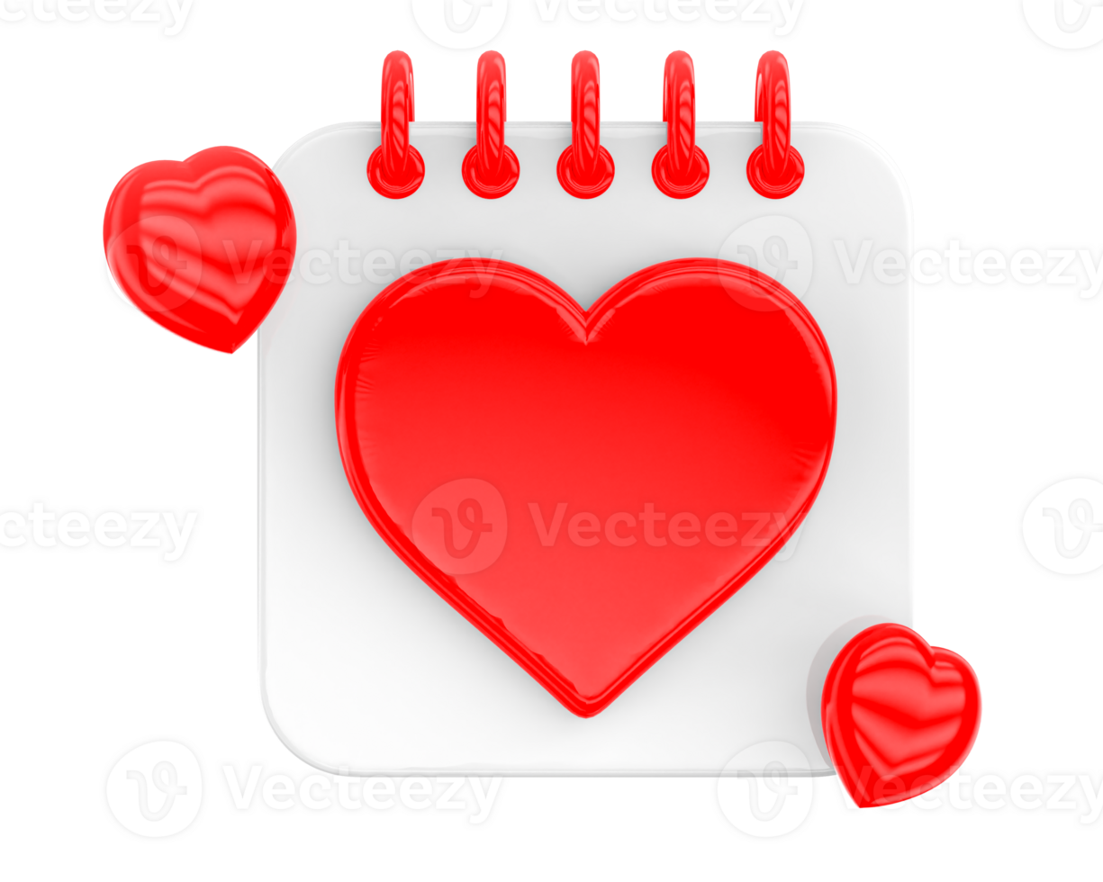 Month For valentine with heart Red 3d render png