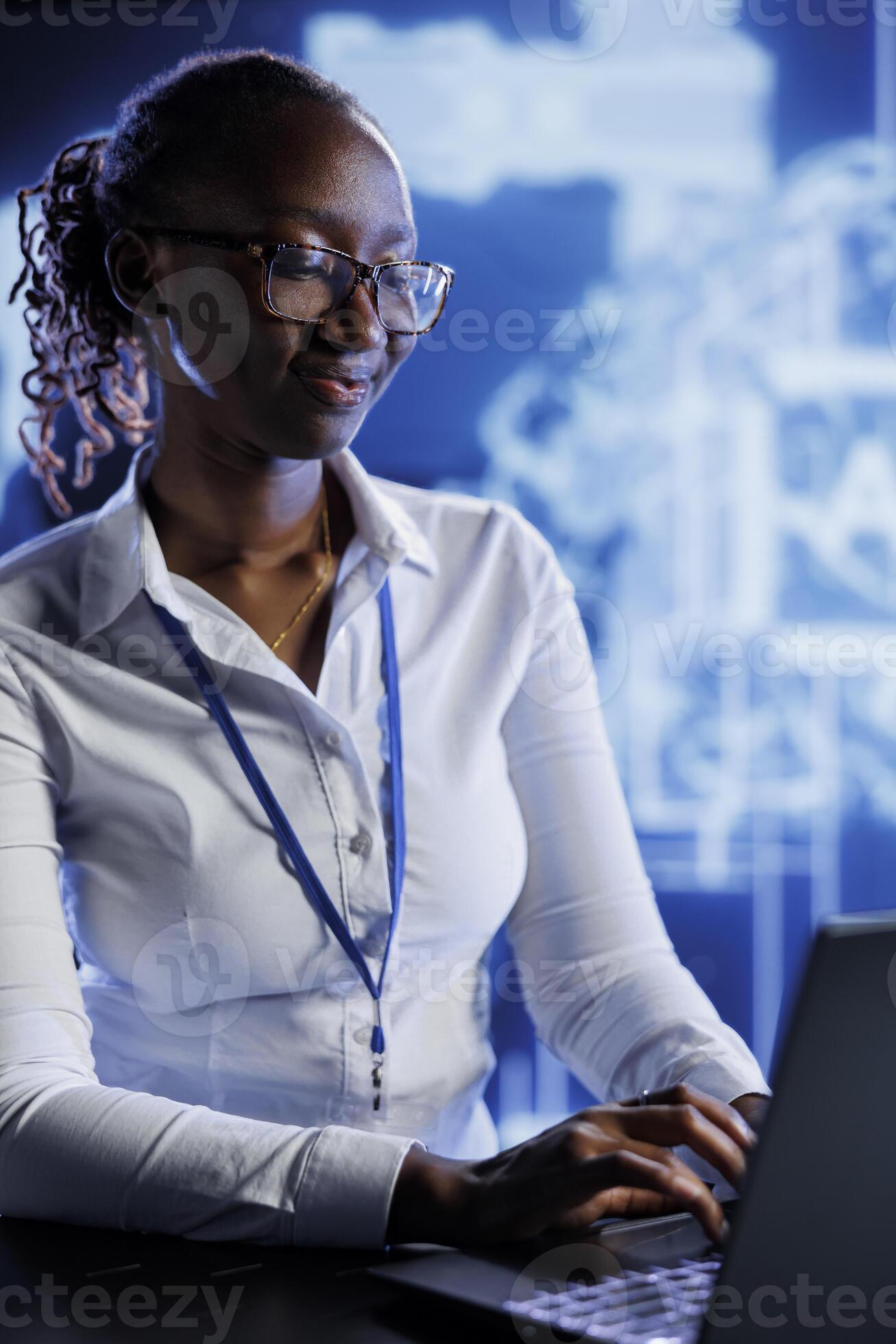 Trained engineer developing artificial intelligence neural networks