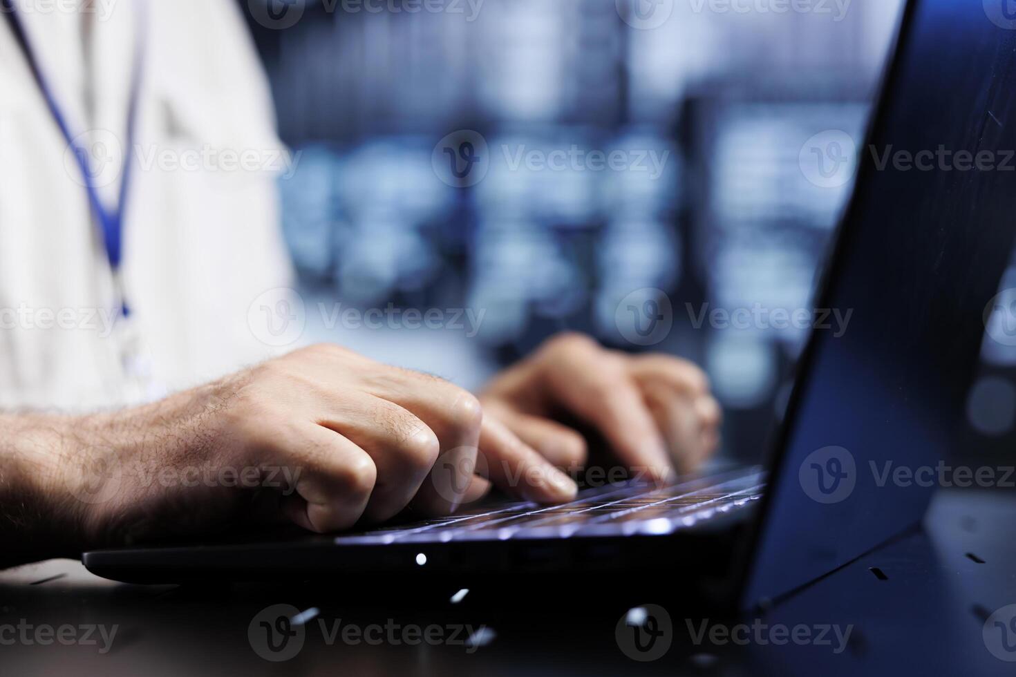 Licensed specialist in data center providing dedicated VPN servers able to deliver enhanced privacy, encrypted sensitive data, online anonymity and stable internet connections to users, close up photo