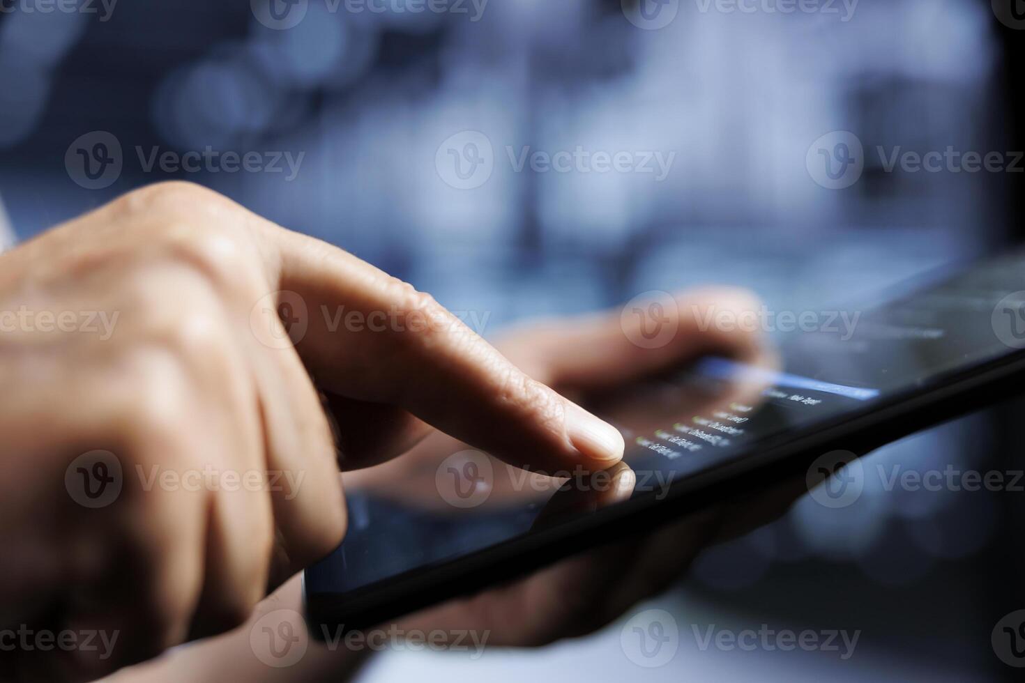 Close up of meticulous worker updating server rigs, writing intricate binary code scripts on tablet. Proficient developer using programming to fortify cybersecurity in high tech establishment photo