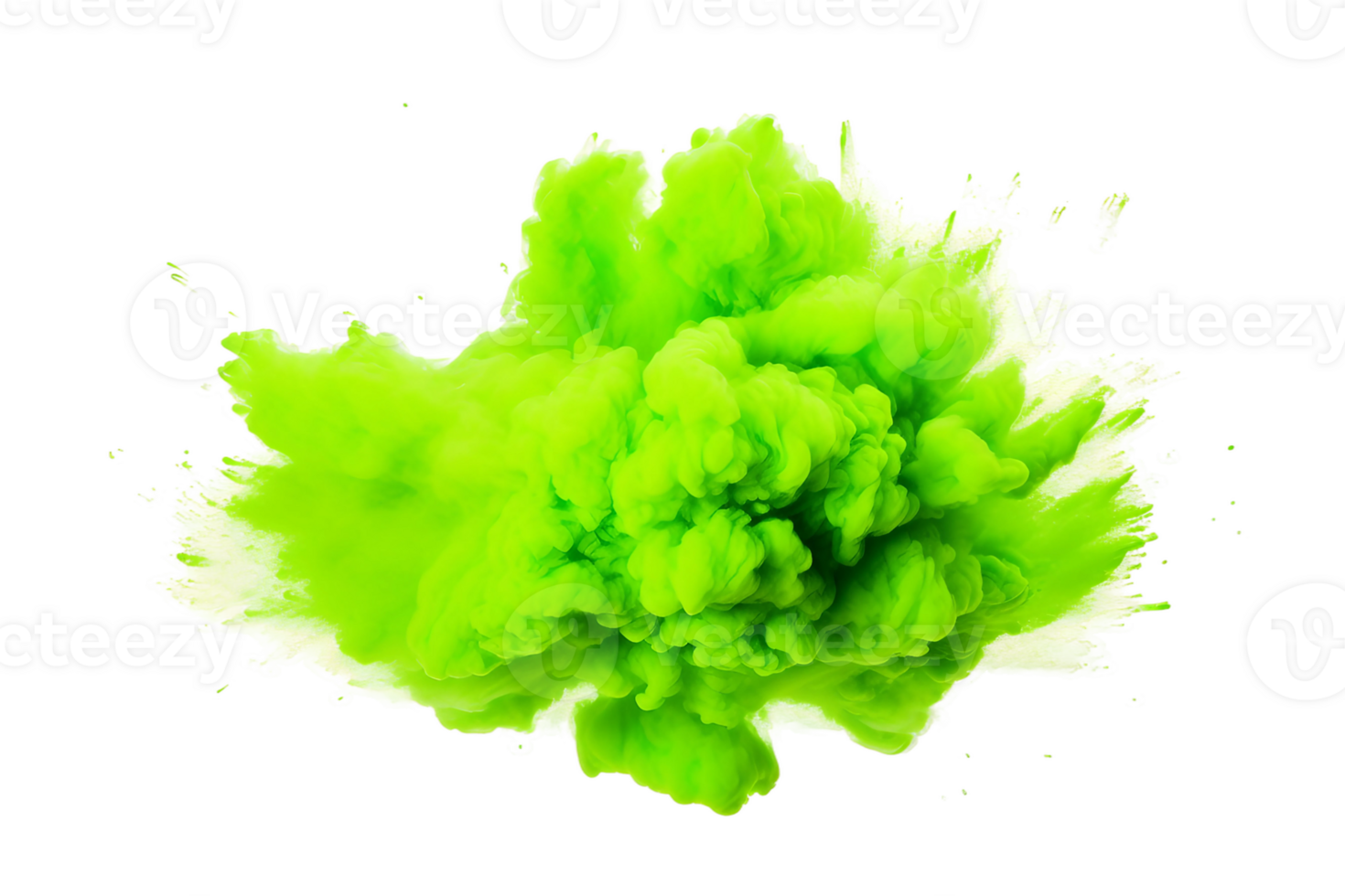 AI generated Neon Green Powder Explosion on a transparent background. png
