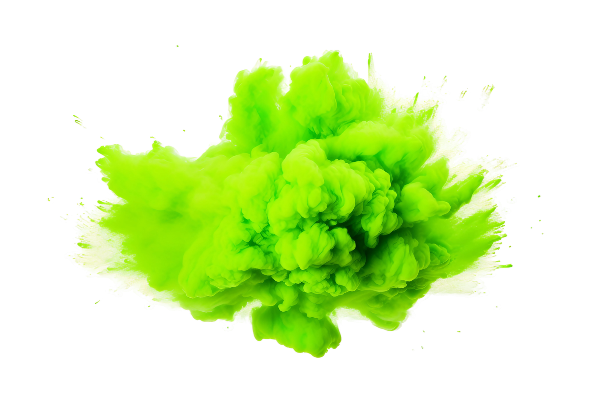 AI generated Neon Green Powder Explosion on a transparent background