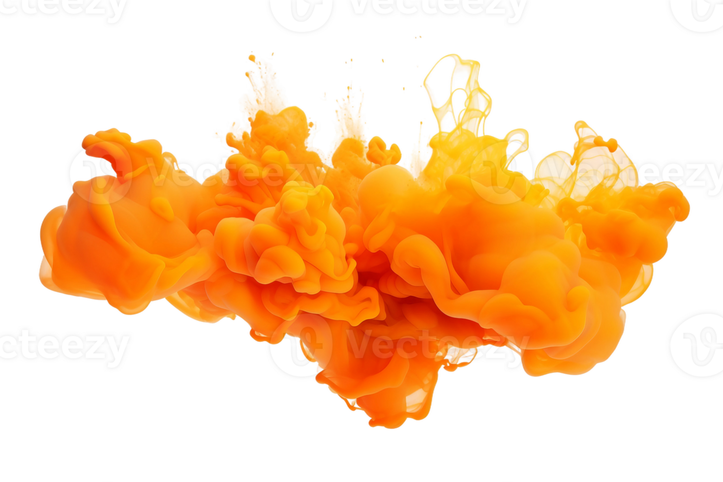 AI generated Tangerine Orange Paint Burst on a transparent background. png