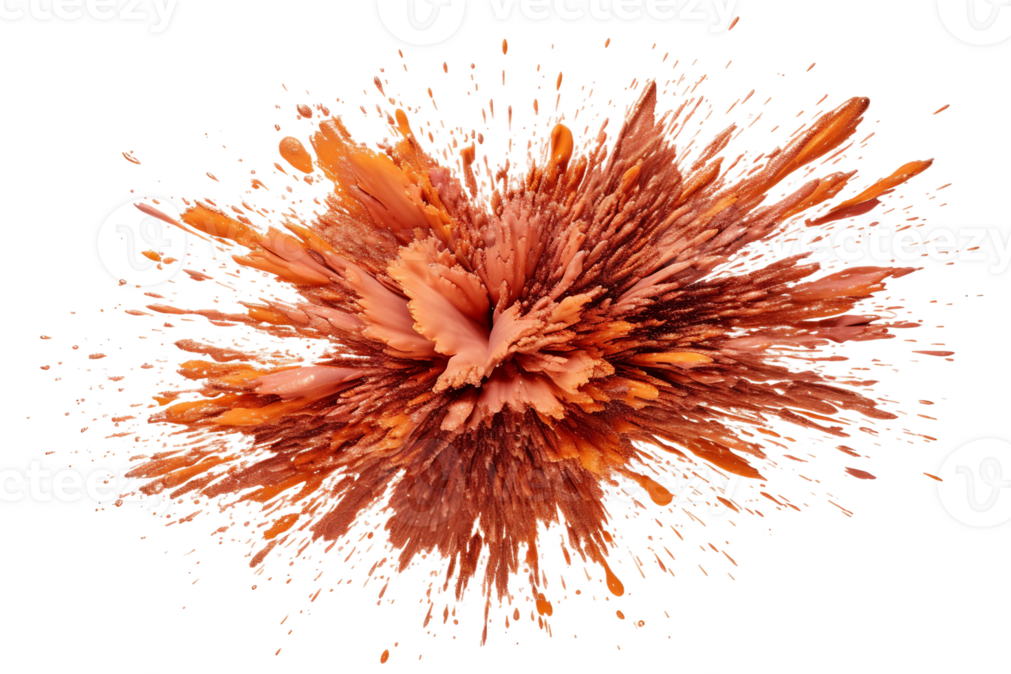 AI generated Copper Metallic Explosion on a transparent background. png