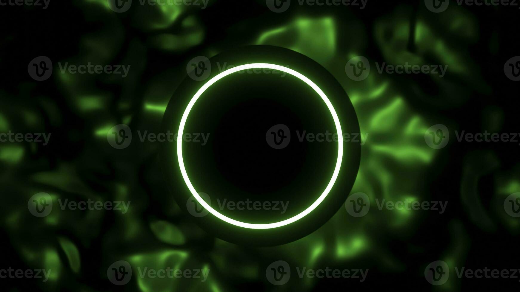 Black hole with neon circle on liquid background. Design. Abstract animation with circle and neon ring on background of moving liquid. Black circle and neon ring on background of moving liquid texture photo