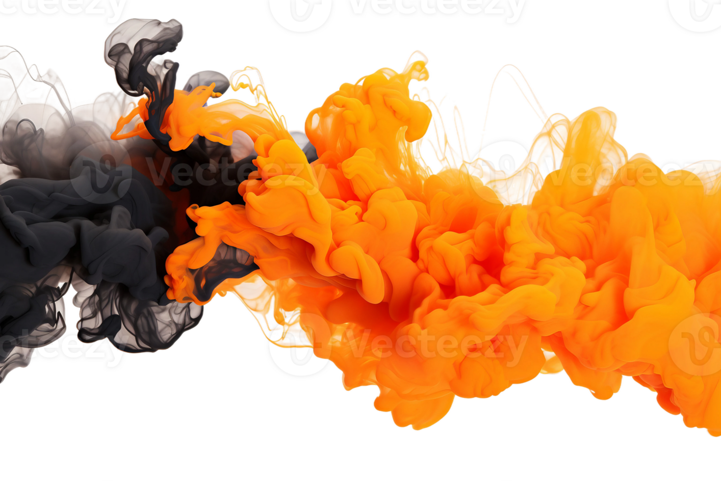 AI generated Black and Orange Mix Cloud on transparent background. png