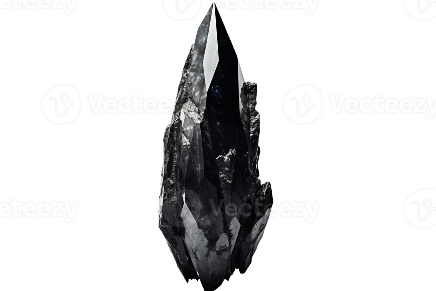 AI generated Obsidian dark Shard in Abstract Form on transparent background. png