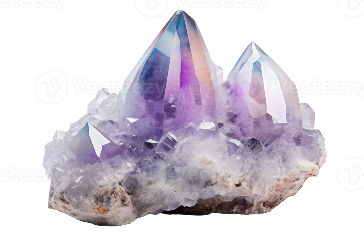 AI generated Crystal Geode Formation on transparent background. png