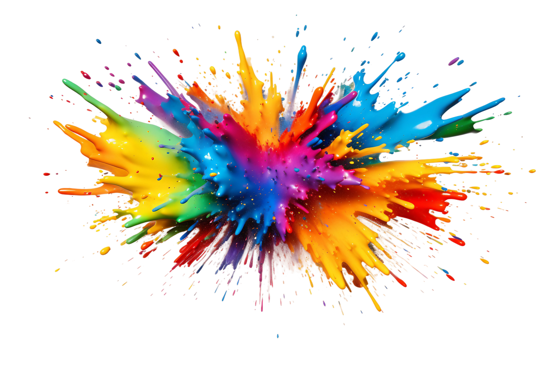AI generated Rainbow Paint Explosion on a transparent background