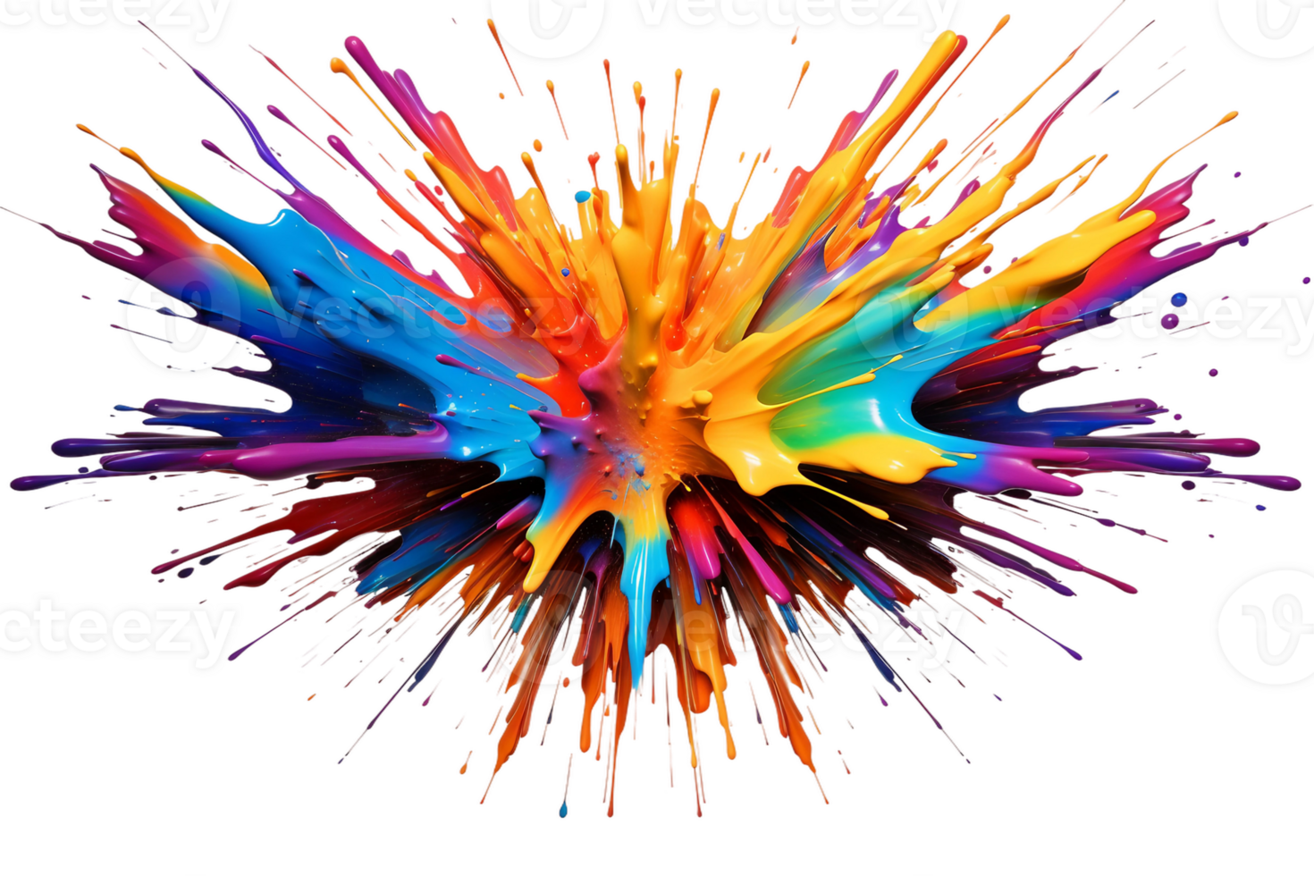 AI generated Rainbow Paint Explosion on a transparent background. png