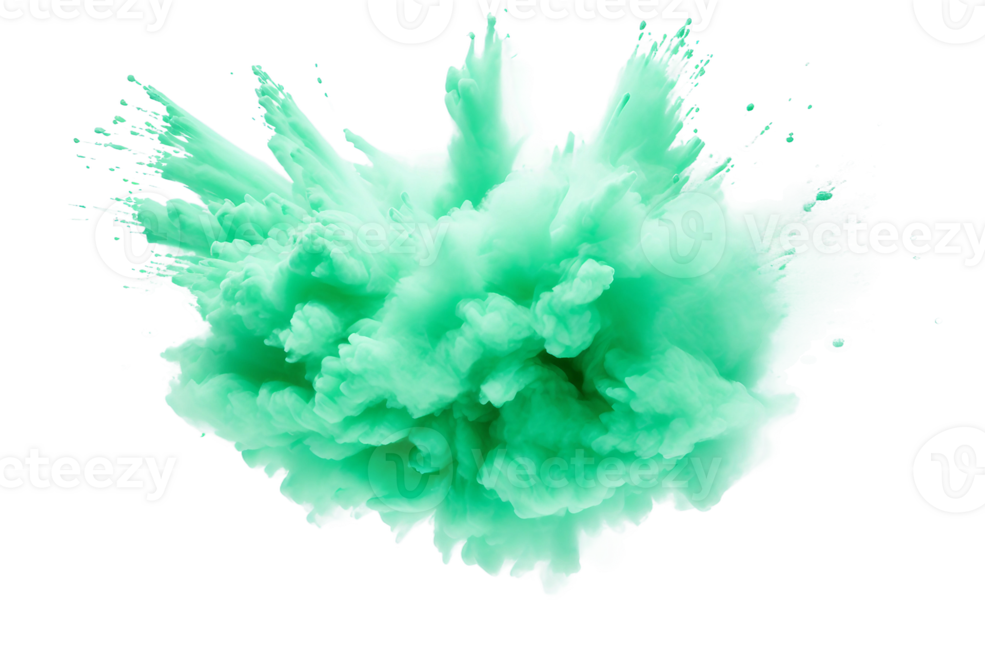 AI generated Mint Green Powder Explosion on a transparent background