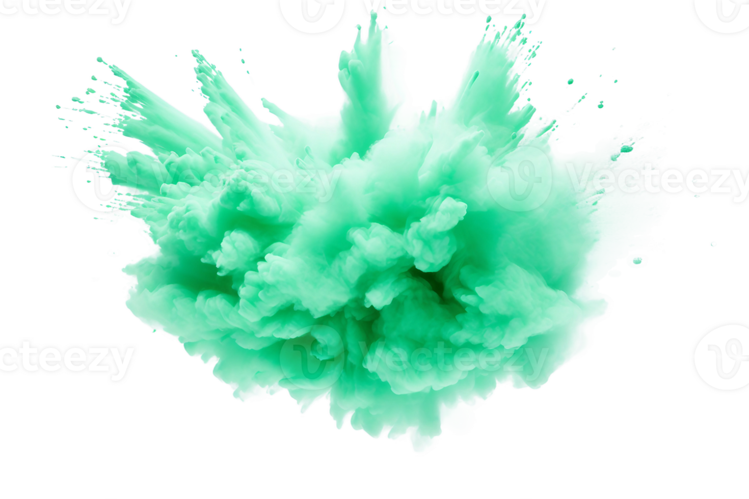 AI generated Mint Green Powder Explosion on a transparent background. png