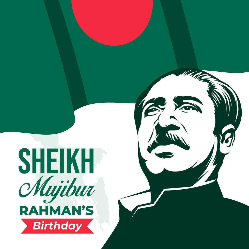 jeque Mujibur rahmanes cumpleaños ilustración vector fondo, el día de bangladesh vector eps 10