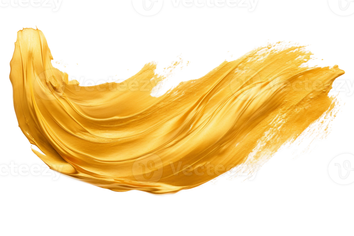 AI generated Gold Watercolor Brushstroke Composition on transparent background. png
