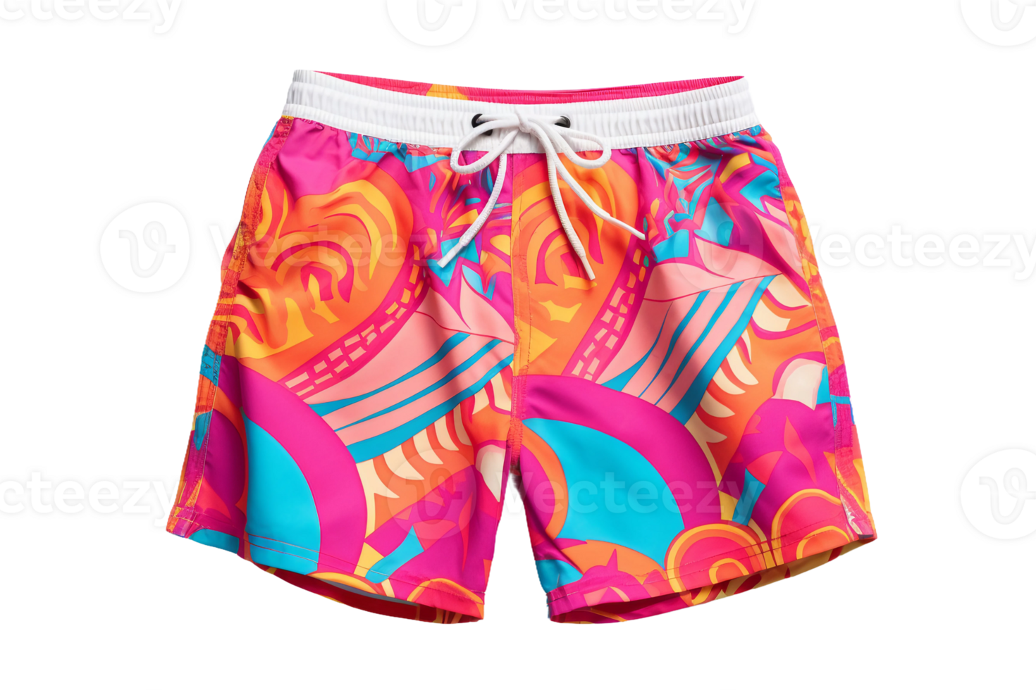 AI generated Patterned Swim Shorts on transparent background. png